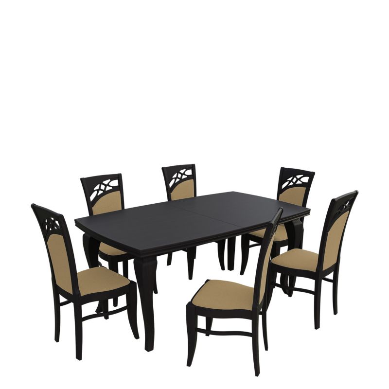 Zestaw RO27 MIRJAN 24 Stół rozkładany S23 100x170/250 + 6 krzeseł K51 wenge + piaskowy 1 kpl.