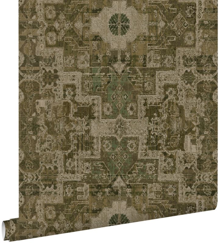 Tapeta ESTAhome orientalny dywan kilim szaro-oliwkowym 50 x 900 cm - 1 rol.