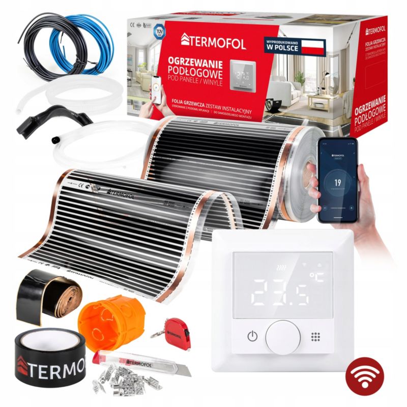 ZESTAW Folia Grzewcza TERMOFOL na podczerwień moc 80W 50cm pow. 38m² + TF-H5 WIFI 1kpl