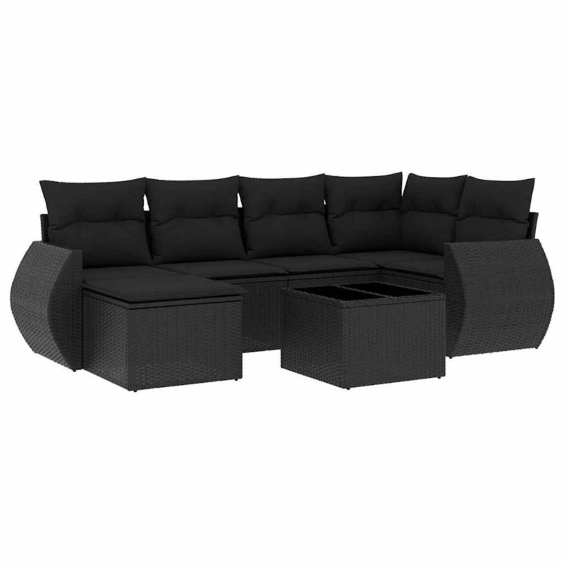 Zestaw mebli ogrodowych WaszeMeble 7-cz. z technorattanu czarny z poduszkami WM-3221664 1 kpl