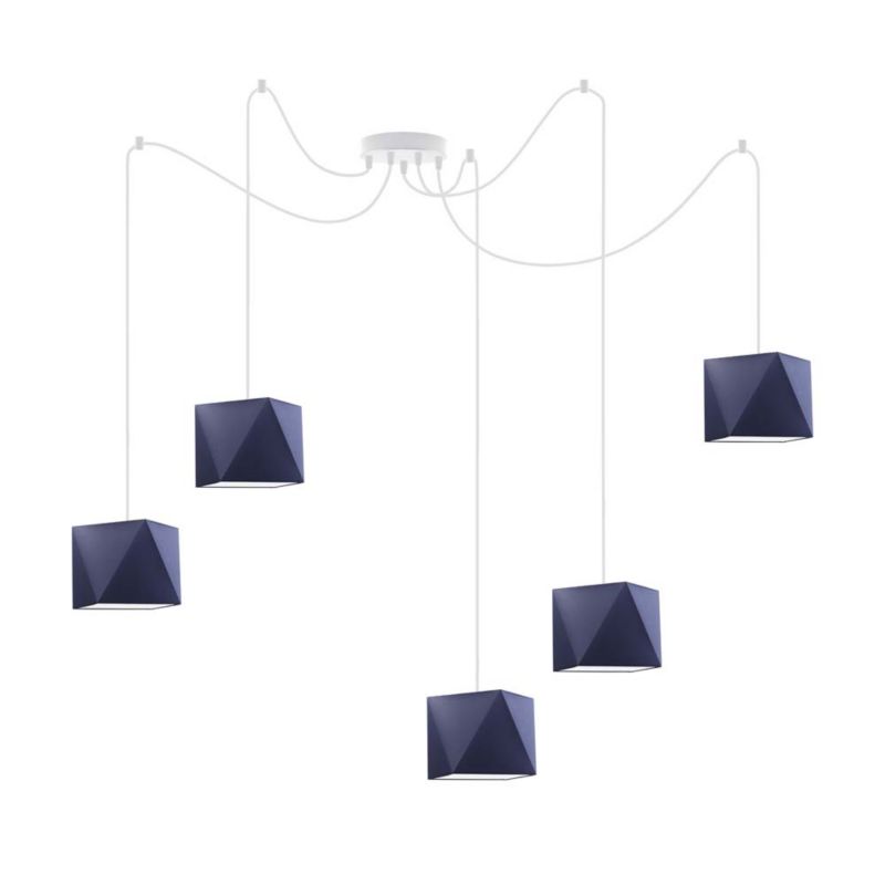 Lampa wisząca zwis Volta Light Factory żyrandol sufitowa pająk z abażurami diament Granatowy POP Z5 1szt.