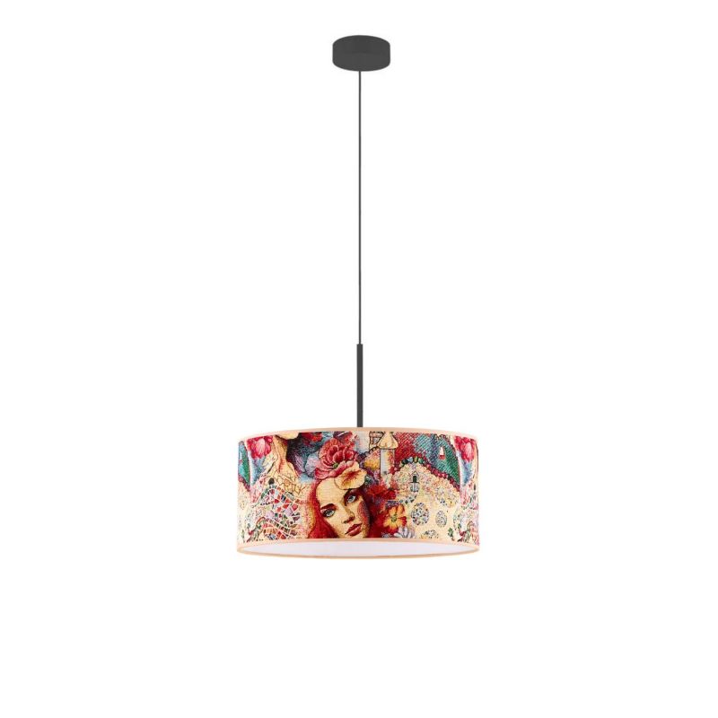 Lampa wisząca zwis Volta Light Factory żyrandol sufitowa z abażurem walec 40 cm Chrom WENECJA (+detal) 1szt.
