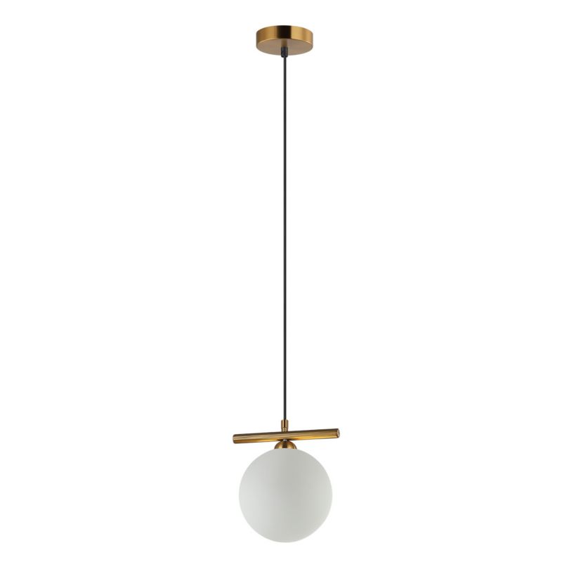 Lampa wisząca biała kula Italux Merseta brąz antyczny 1xG9x25W IP20 wym:96x18x15cm - 1 szt.