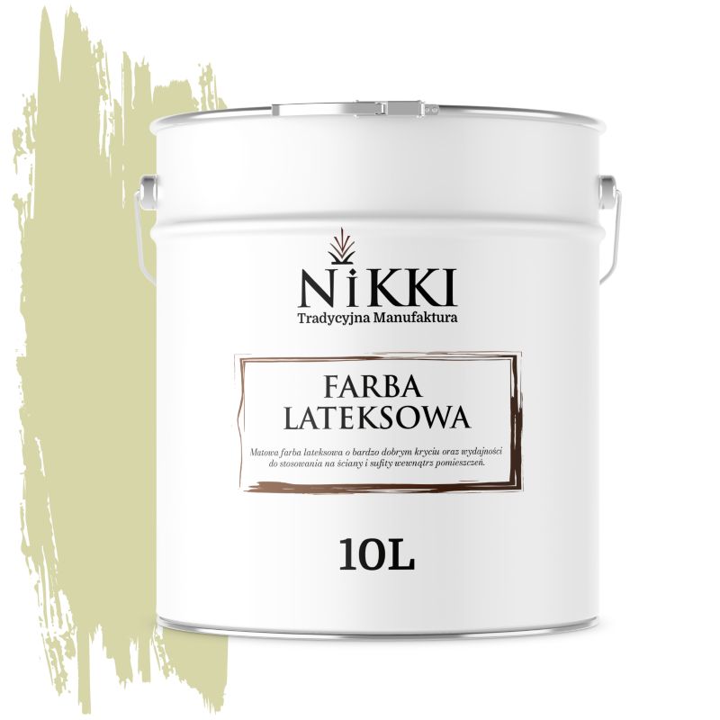 Farba Lateksowa Wewnętrzna Ściany i Sufity NIKKI Groszkowy jasny H2464 Głęboki Mat 10L