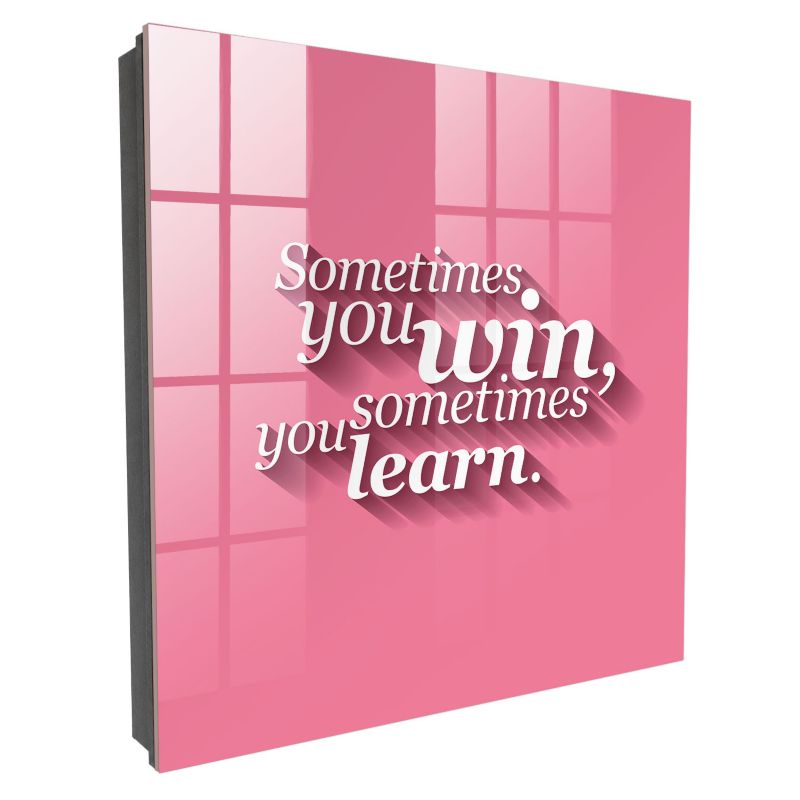 Wieszak Na Klucze Zamykany Tulup 30x30 cm Sometimes you win sometimes you learn - Czarna - Otwierana na lewo 1 szt.