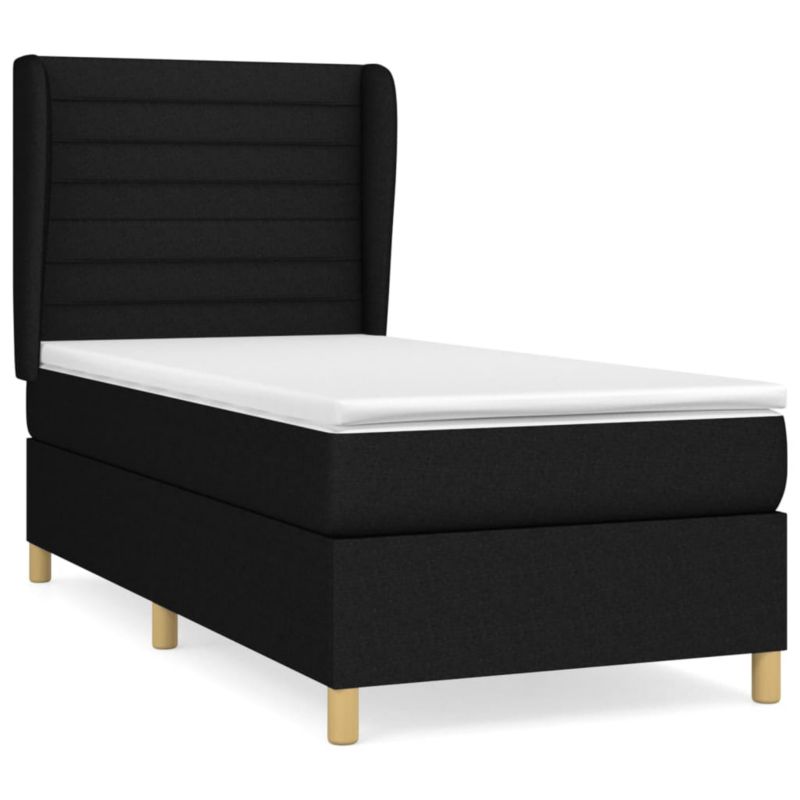 Łóżko z materacem WaszeMeble 90x200 cm Czarny tkanina WM-3128575 1 szt.