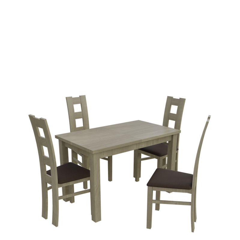 Zestaw RO11 MIRJAN 24 Stół rozkładany S18 70x120/160 + 4 krzesła K42 dąb sonoma + gorzka czekolada 1 kpl.