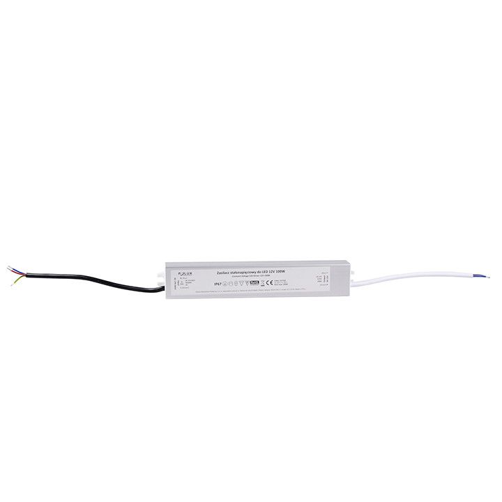 Zasilacz transformator do LED Polux moc 100W output 12V DC stałonapięciowy IP67 - 1 szt