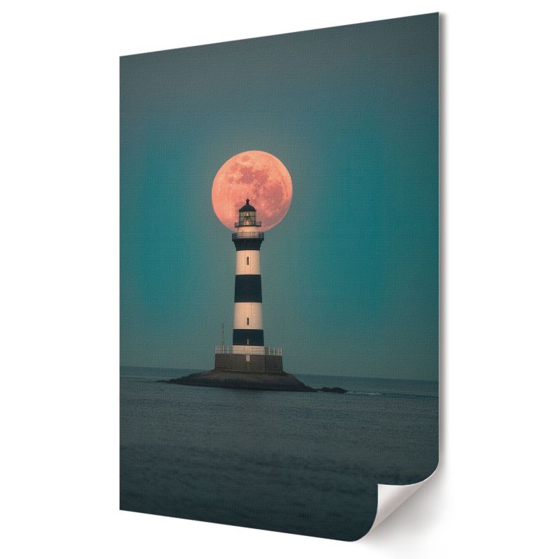 Plakat na ścianę Wallfluent Format A3 Latarnia morska i księżyc Zespół Artystów Artland 1 szt.