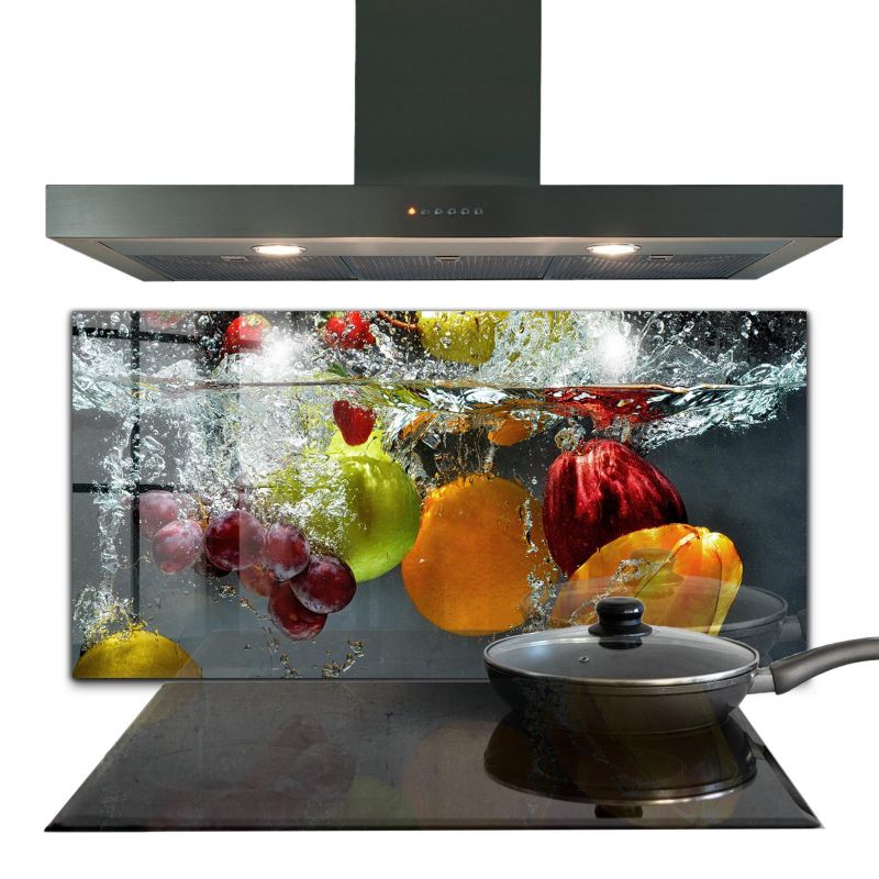 Osłona kuchenna Wallfluent 100x50 cm Lemoniada z Owocami Szklany 1 szt.