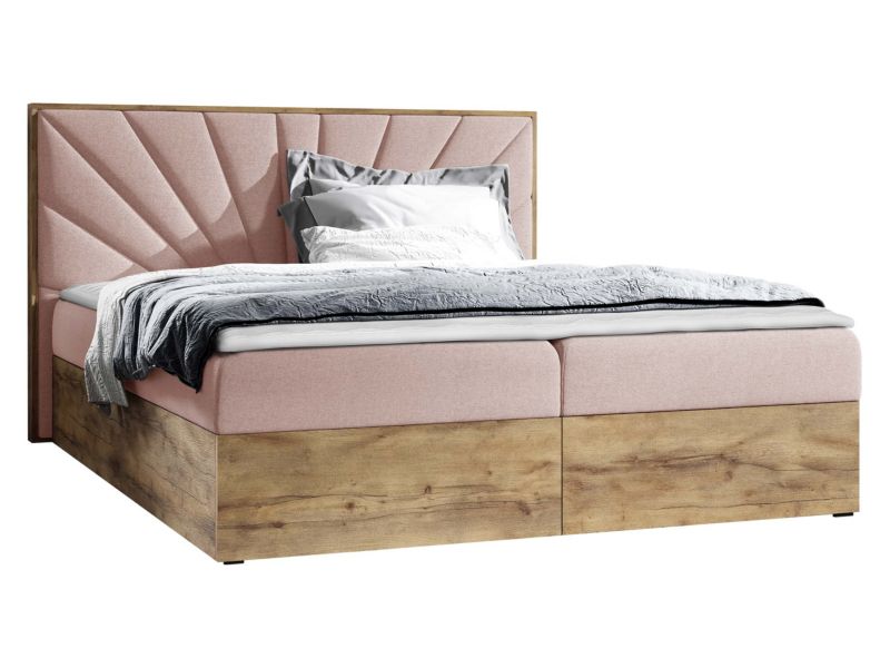 Łóżko kontynentalne MIRJAN 24 Wood 7 180x200 dąb lancelo/różowy 1 szt.