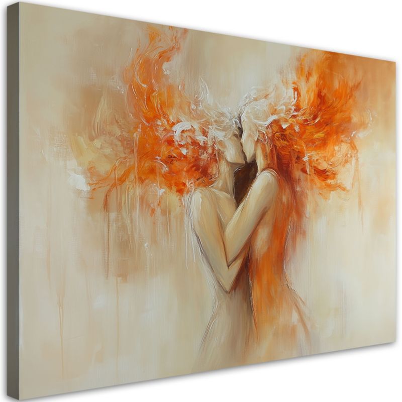 Obraz na płótnie Feeby Akt Para Miłość Abstrakcja Pomarańczowy 100x70cm 1szt