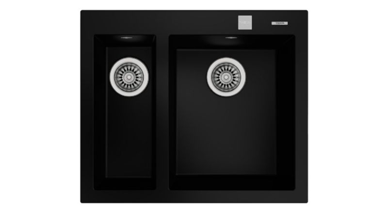 Zlewozmywak Teka Forsquare 590 TG 1,5-komorowy wpuszczany czarny Tegranit 59x50 cm 1 szt.