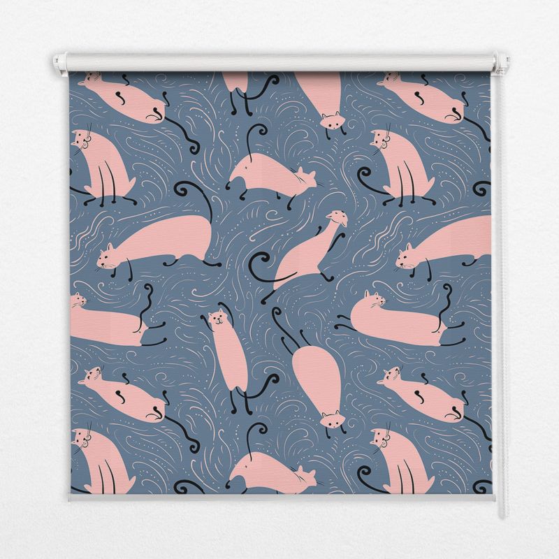Roleta Wzorzysta Tulup 130x140 cm Różowe Koty Montaż do ściany/sufitu 1 szt.