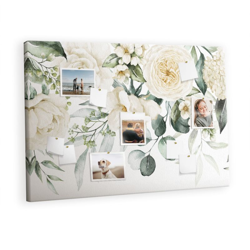 Organizer Ścienny Tablica Korkowa Na Płótnie Tulup 120x80 cm Kwiaty Pinezki kolorowe 1 kpl