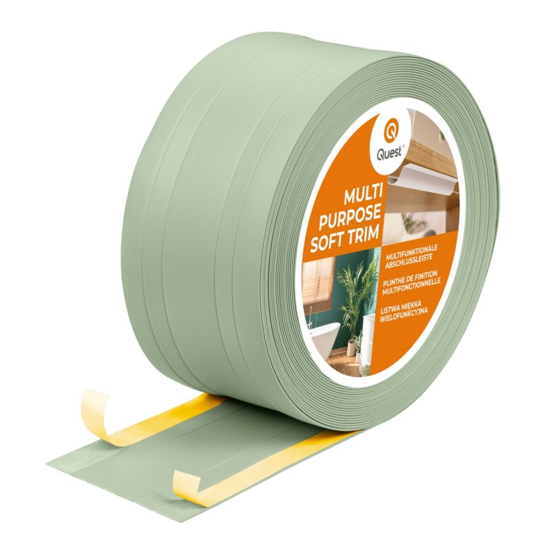 Listwa wykończeniowa samoprzylepna 2w1 PCV 110mm QUEST, maskująca elastyczna listwa podłogowa - jasnozielony, 15 m, 1 szt.