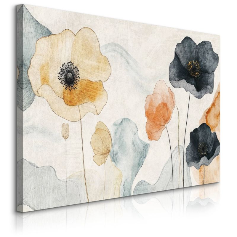 Obraz Muralo Pastelowe Kwiaty Maki Styl Retro 90x60 cm 1 szt.
