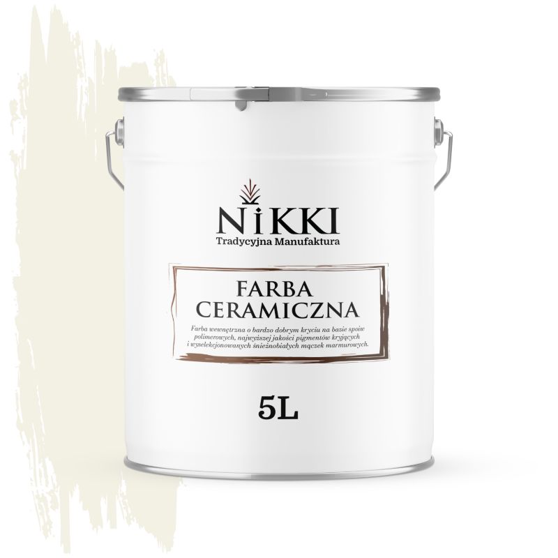 Farba Ceramiczna Wewnętrzna Ściany i Sufity NIKKI Biel złamana w żółty H6984 Głęboki Mat 5L