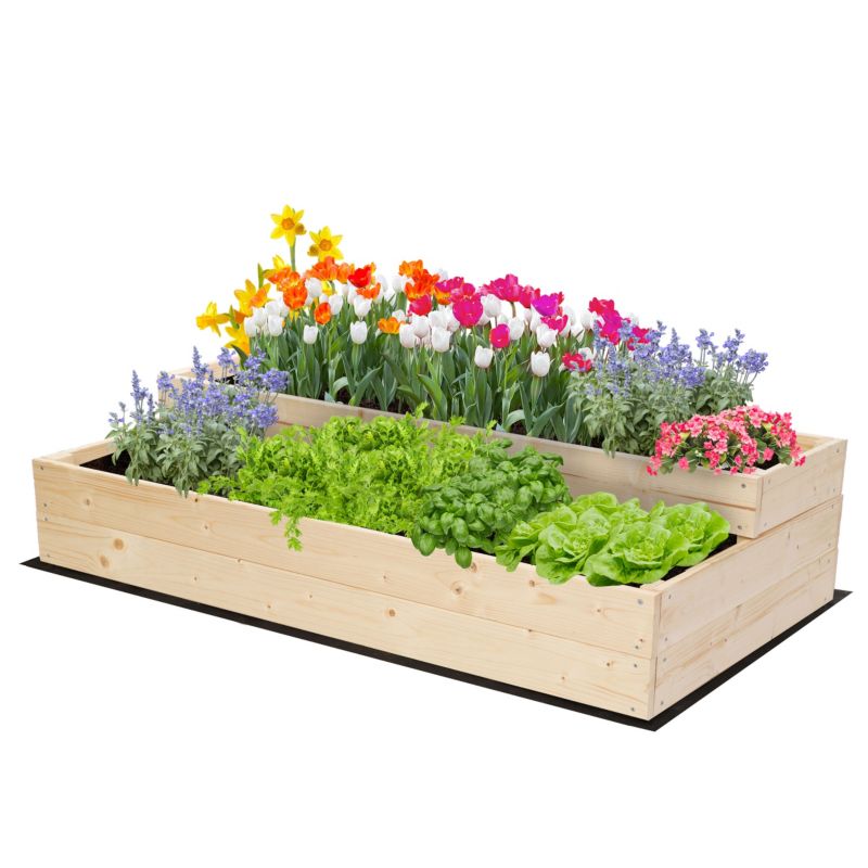 Skrzynia na warzywa MODO24 warzywnik szeroka 27x117x63 cm naturalne drewno 1 szt.