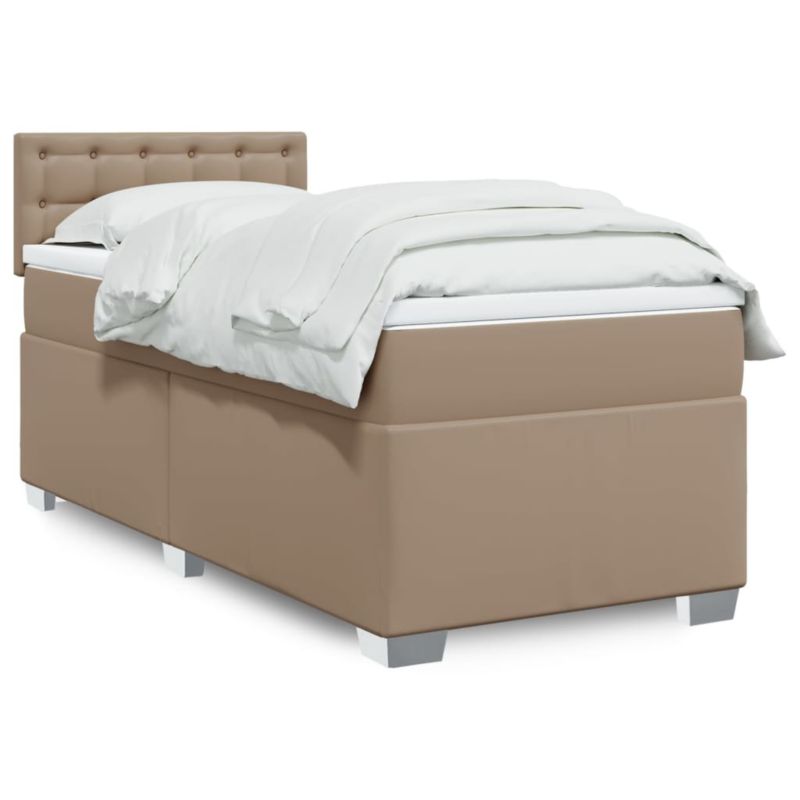Łóżko z materacem WaszeMeble 90x200 cm Cappuccino ekoskóra z LED WM-3288407 1 szt.