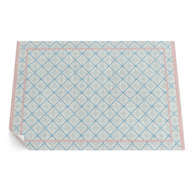 Dywan Winylowy Zewnętrzny ArtPrintCave 140x210 cm Regularne niebieskie linie imitacja tkaniny 1 szt.
