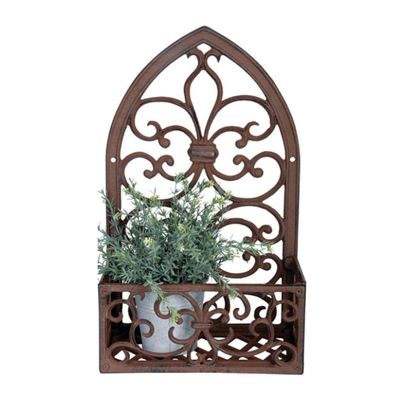 Kwietnik ścienny Esschert Design brązowy żeliwny wzór 3 44,4x27,9x14,2 cm 1 szt.