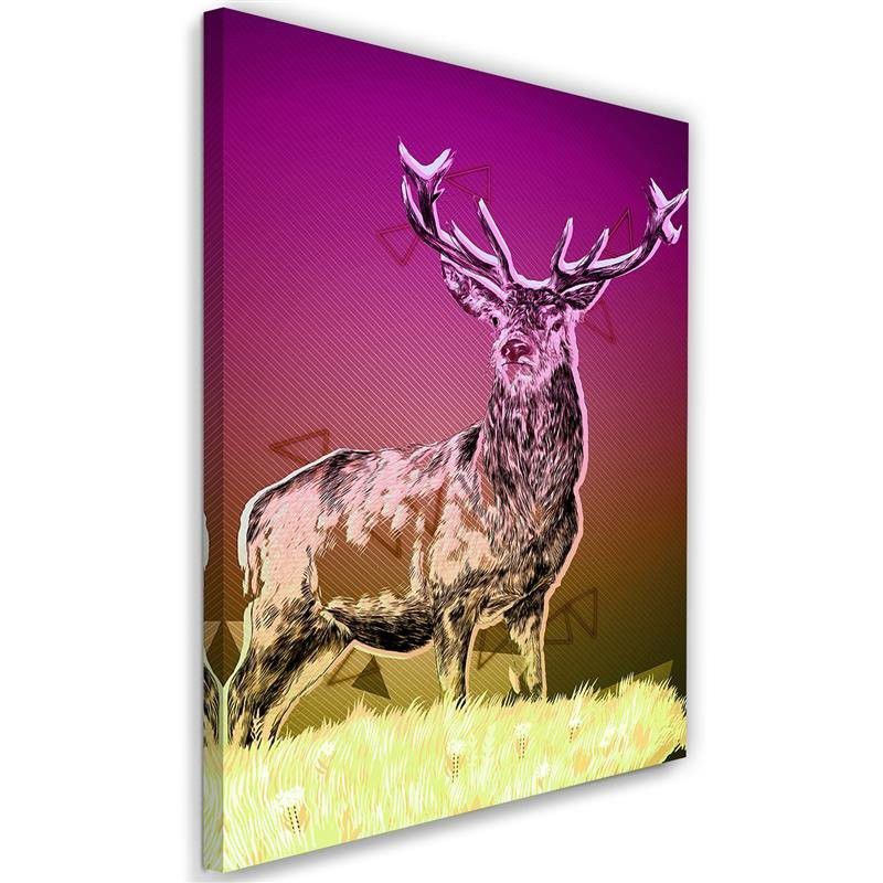 Obraz na płótnie Feeby Jeleń w śniegu na kolorowym tle 30x45cm 1szt