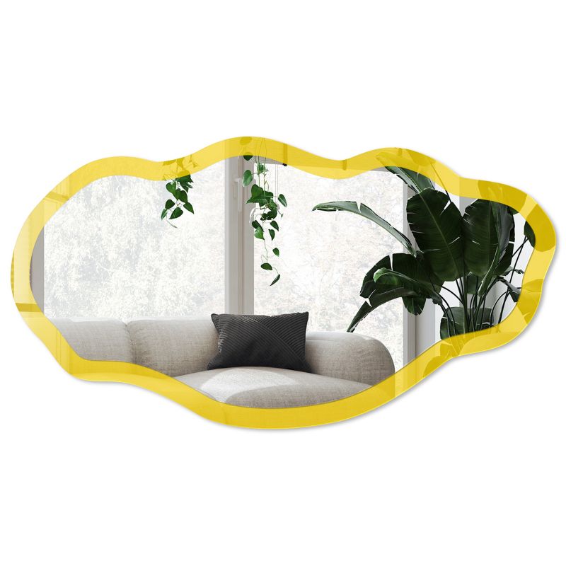 Lustro o nieregularnym kształcie Wallfluent 52x97 cm Intensywna żółć Dekoracyjne Na ścianę 1 szt.