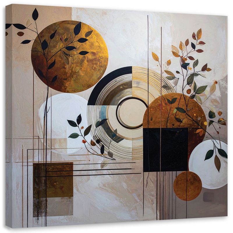 Obraz na płótnie Feeby Nowoczesna abstrakcja kola, kwadratowy, akcent do jadalni, wzór 61939, 50x50 cm, 1 szt.