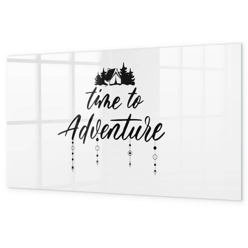 Szklana Tablica Do Pisania Markerami Tulup 120x60 cm Time To Adventure Z magnesami, gąbką i Czarny marker 1 kpl