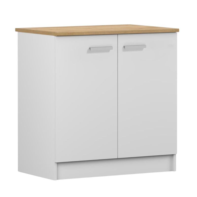 Szafka Kuchenna STAMAR 800 x 490 mm Biała Matowa z Blatem Dąb Craft Dolna z Półką 1 szt