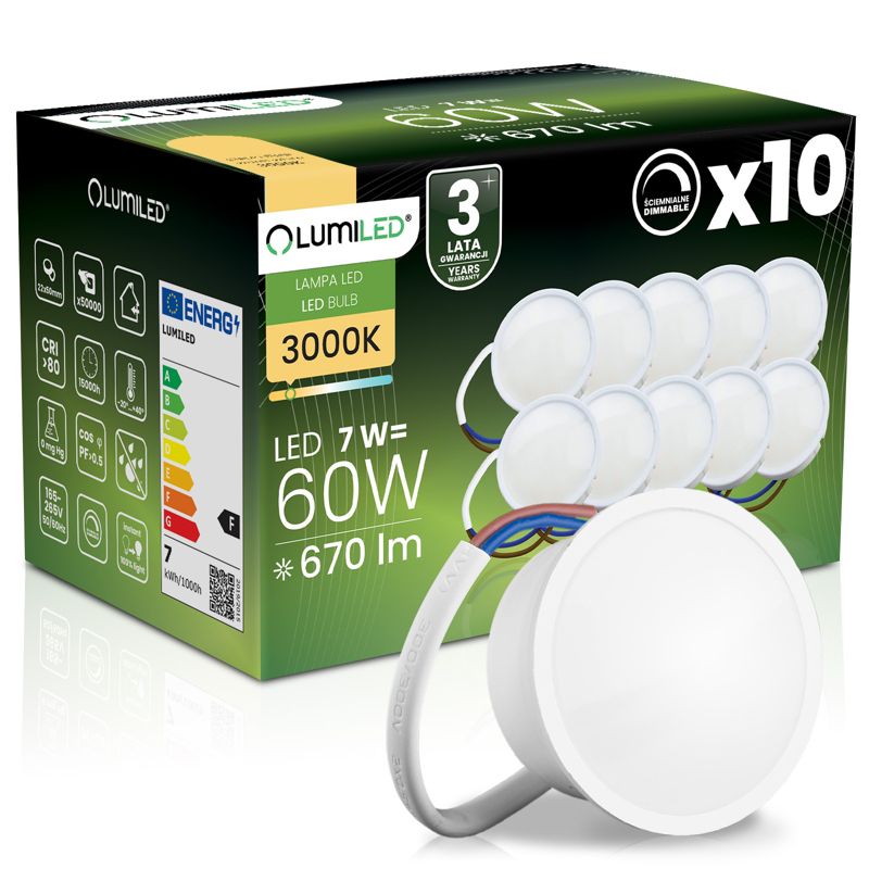 Wkład do Opraw LED Lumiled Żarówka Moduł INSERT Reflektor 7W 670lm 3000K 120st Ściemnialna 10 szt.