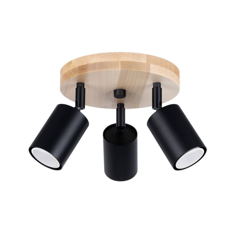 Lampa sufitowa wisząca Sollux Lighting Verdo 2437 czarna-drewno reflektory regulowane 3xGU10 x 1 szt.