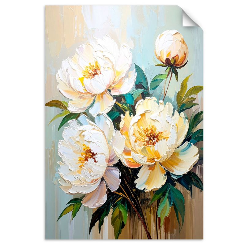 Naklejka samoprzylepna Feeby Piwonie Białe Kwiaty Bukiet 100x150cm 1szt