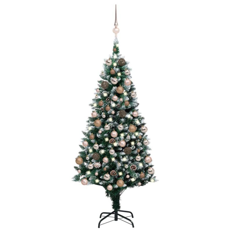Choinka sztuczna VidaXL z LED, bombkami i szyszkami 180 x 100 cm zielony 1 szt.