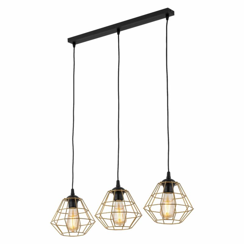 Lampa Wisząca DIAMOND TK Lighting Złota 3xE27 78x22 cm 1szt.