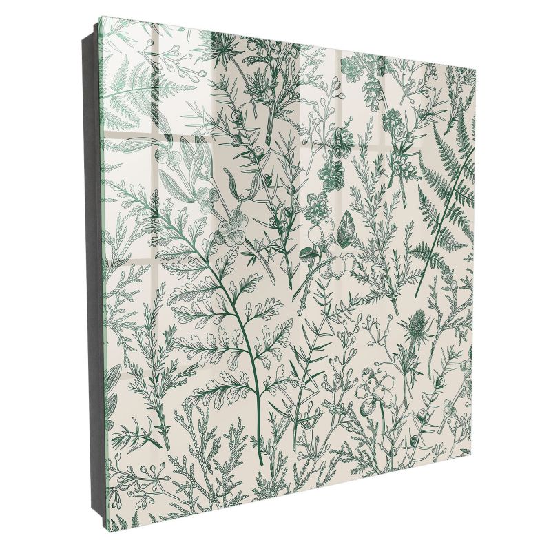 Wieszak Na Klucze Zamykany Tulup 30x30 cm Roślinne motywy 1 - Czarna - Otwierana na prawo 1 szt.