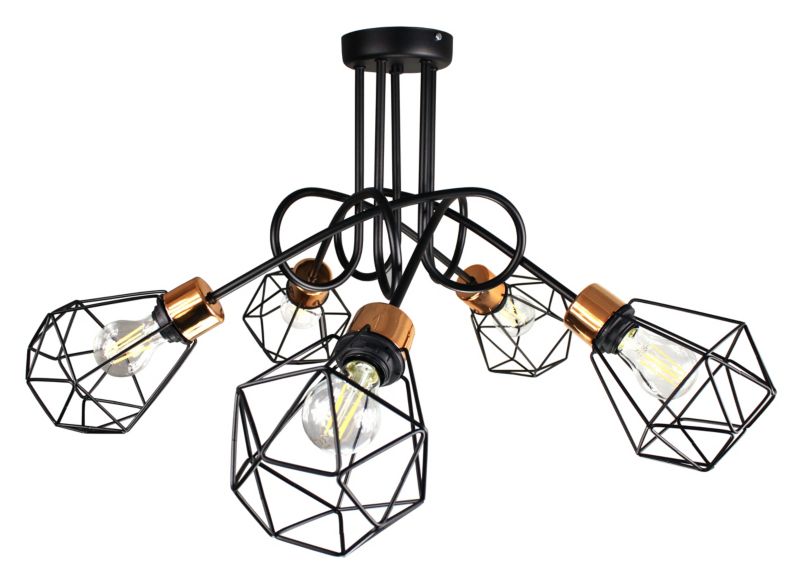 Lampa DECORI Edison Max 5 Diamond Czarny Miedź, 1 szt
