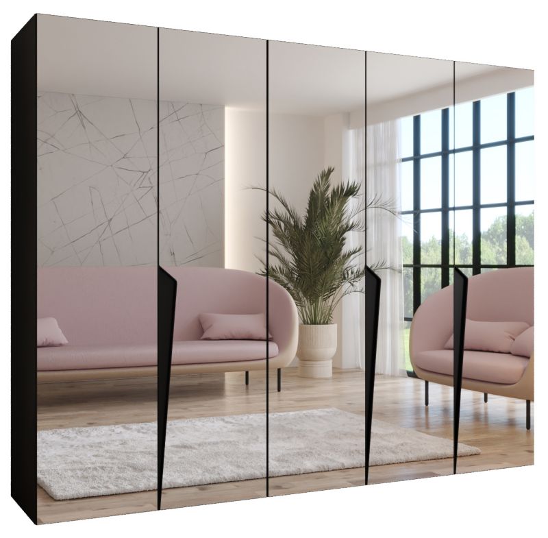 Szafa uchylna z lustrem z lustrem otwierana Abiks PIANO 3 250 wys 202 cm Czarny + Czarny 1 szt