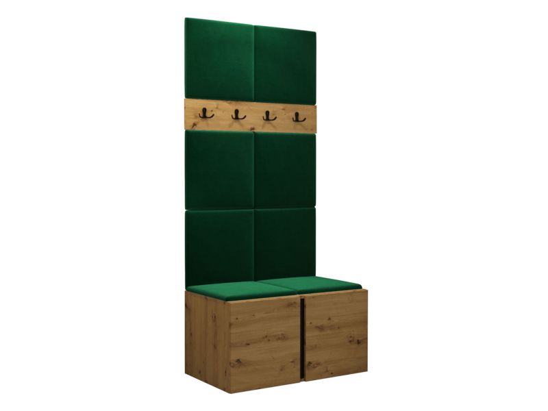 Garderoba MIRJAN 24 Orion IV dąb artisan/czarny + butelkowa zieleń 1 kpl.