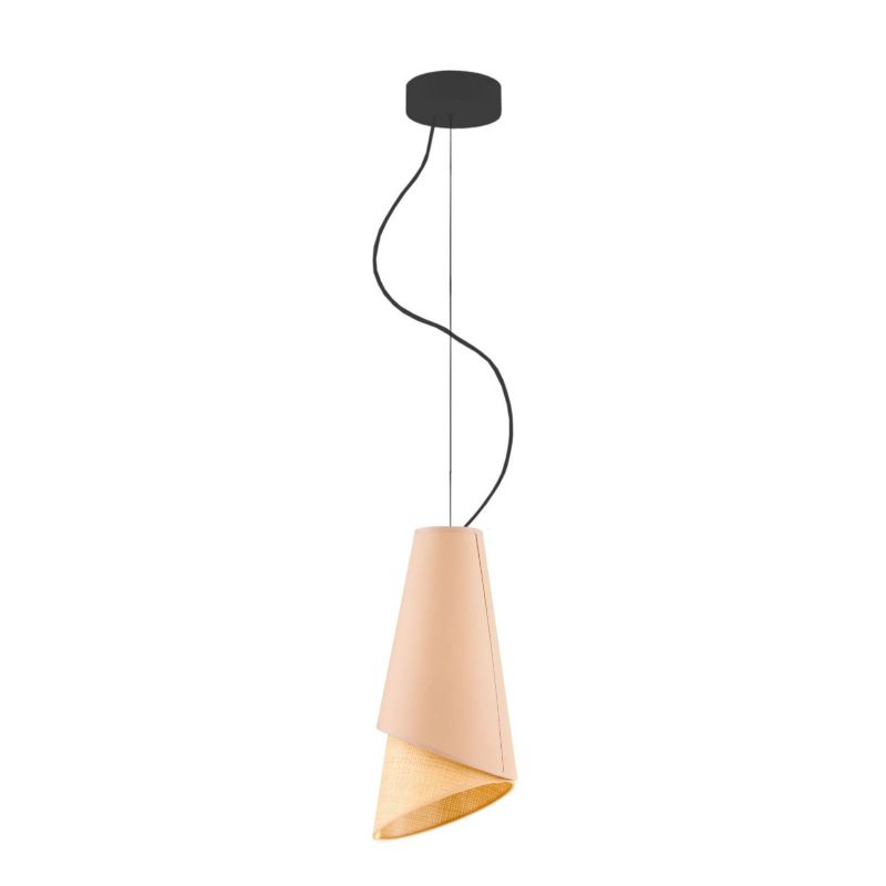 Lampa wisząca zwis Volta Light Factory żyrandol sufitowa z abażurem stożek czarny/beżowy DUO 1szt.