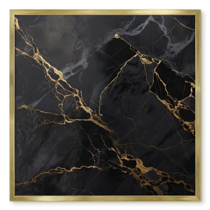 Tablica Magnetyczna W Ramie Tulup 50x50 cm Czarny marmur - Złota rama Do salonu, biura 1 szt.