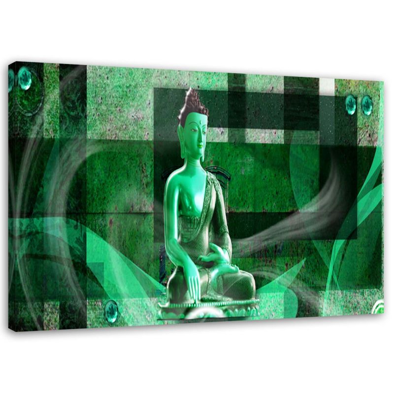 Obraz na płótnie Feeby Budda na geometrycznym tle - zielony 120x80cm 1szt