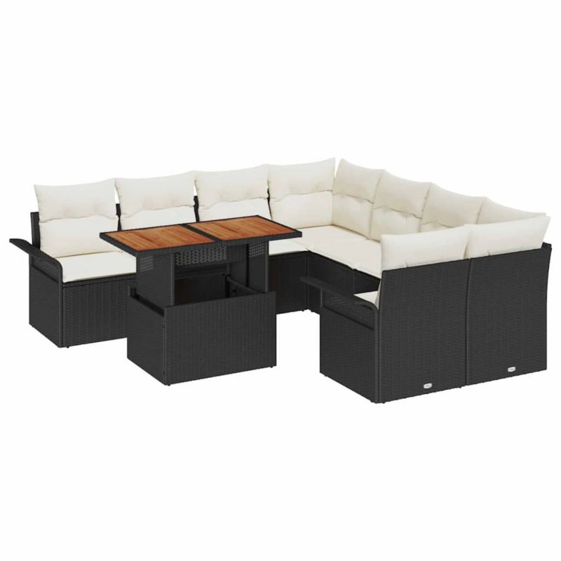 Zestaw mebli ogrodowych WaszeMeble 9-cz. z technorattanu czarny WM-3358049 1 kpl