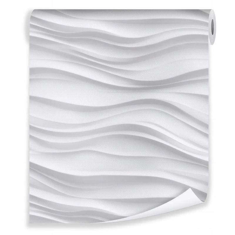 Tapeta WALLARENA Do Sypialni Salonu Na Flizelinie 3D Fale Abstrakcja Szary 50x1000 cm T15797VE 1 szt.
