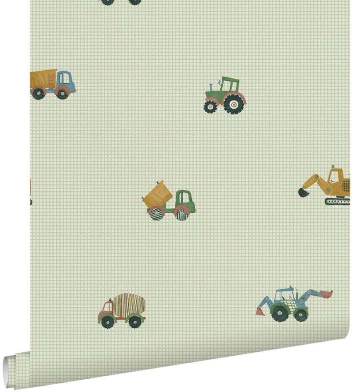 Tapeta ESTAhome pojazdy zielonymIochry żółtej 50 x 900 cm - 1 rol.