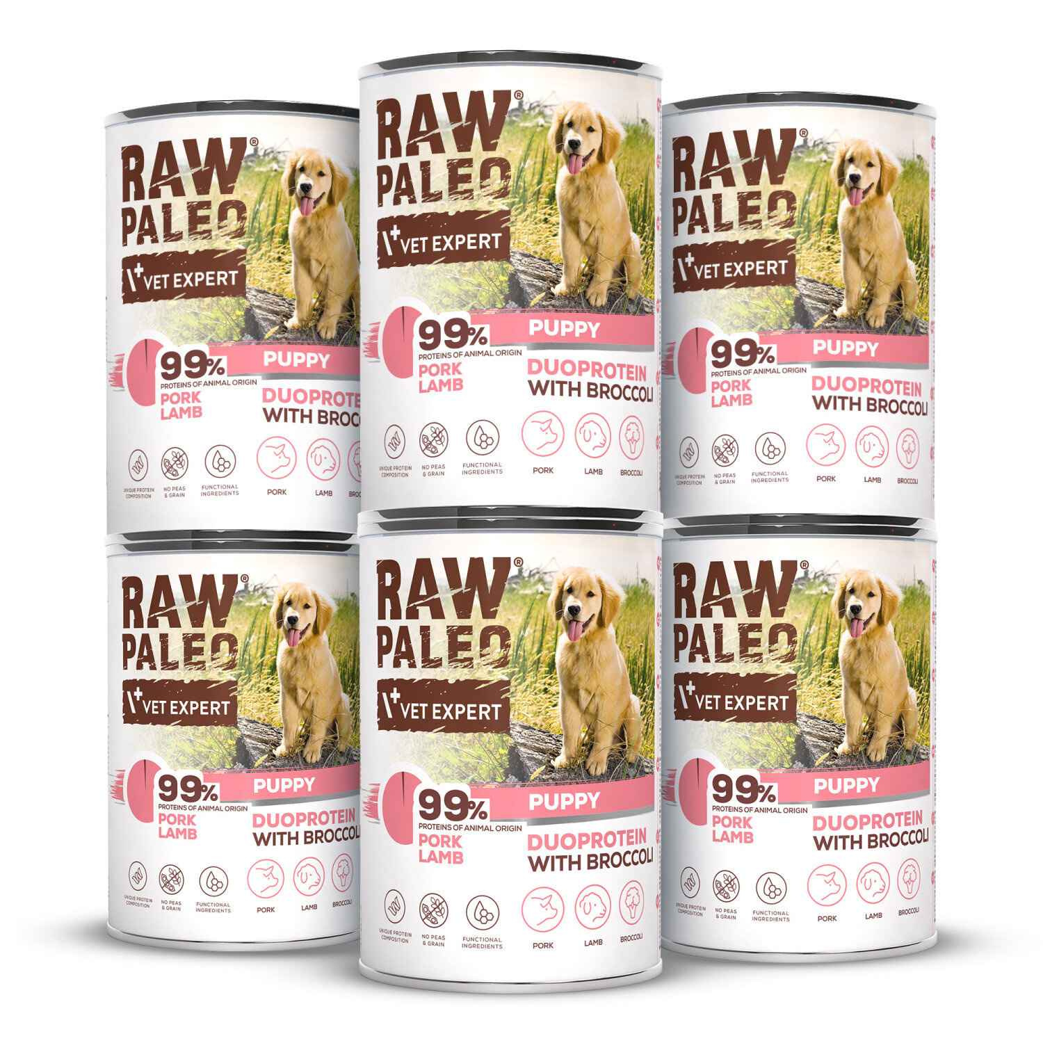 Pork & Lamb Puppy Can | RAW PALEO | 6x400g | Mokra karma z wieprzowiną i jagnięciną dla szczeniąt