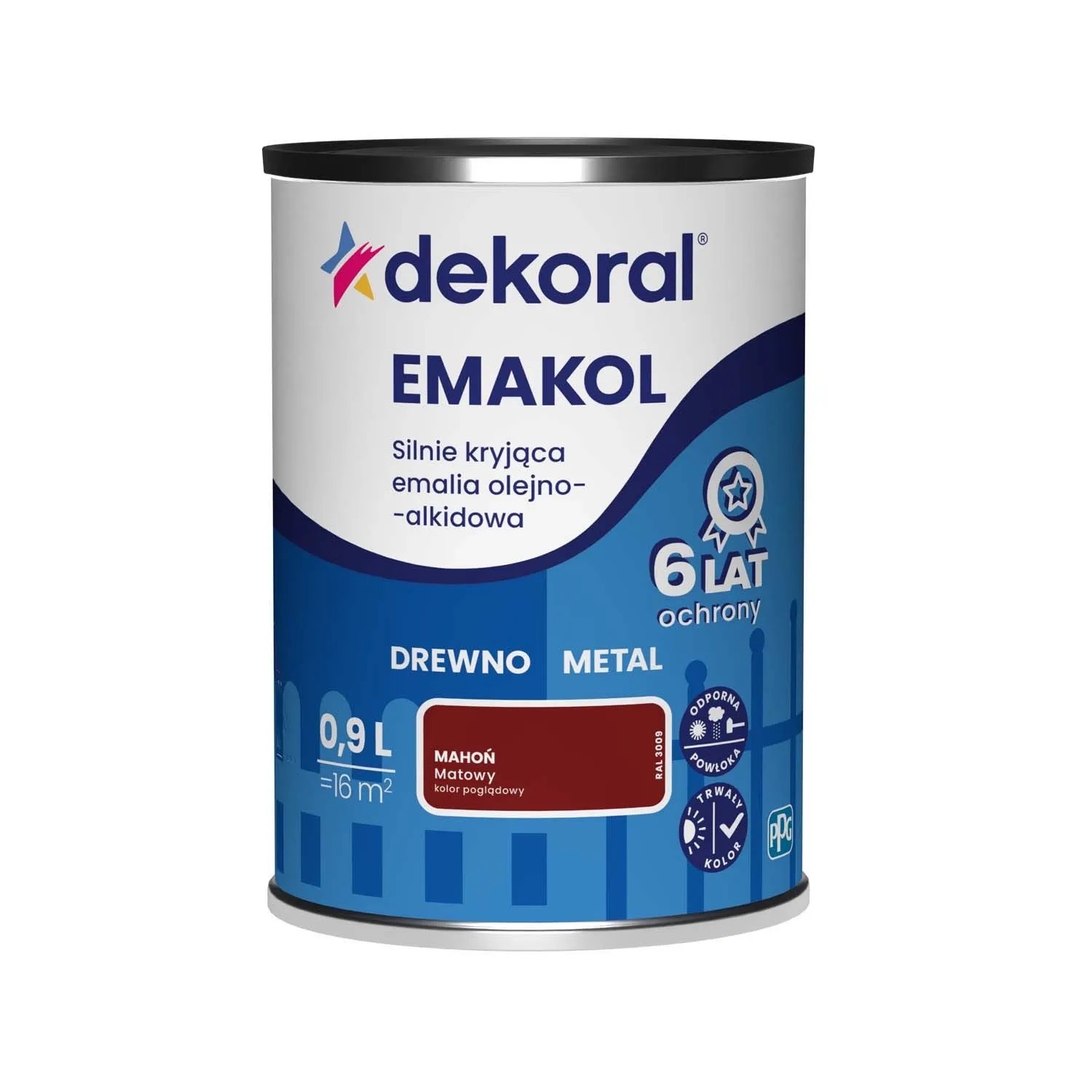 Dekoral Emakol Strong emalia do drewna i metalu mahoń matowa 900 ml
