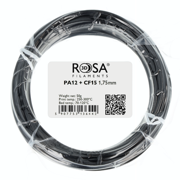 FILAMENT 3D PA12 + 15CF Carbon Black (50g / 1.75mm)
