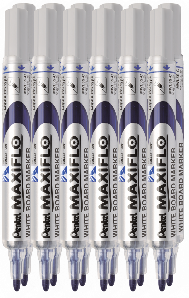 12x Marker suchościeralny Pentel Maxiflo MWL5S, okrągła, 4mm, niebieski